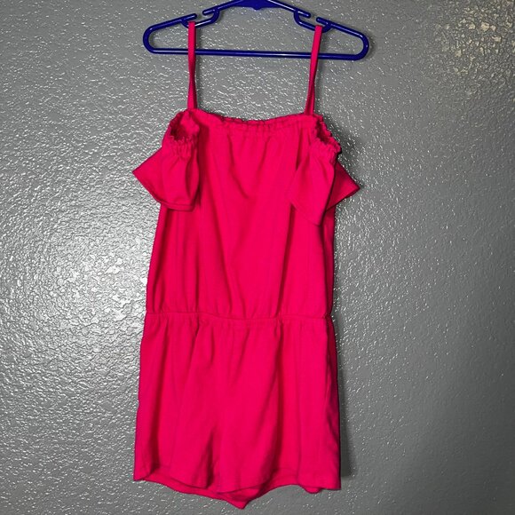 The Children’s Place Girls 7/8 Hot Pink Off-Shoulder Romper – Summer Casual Outf - Picture 2 of 4